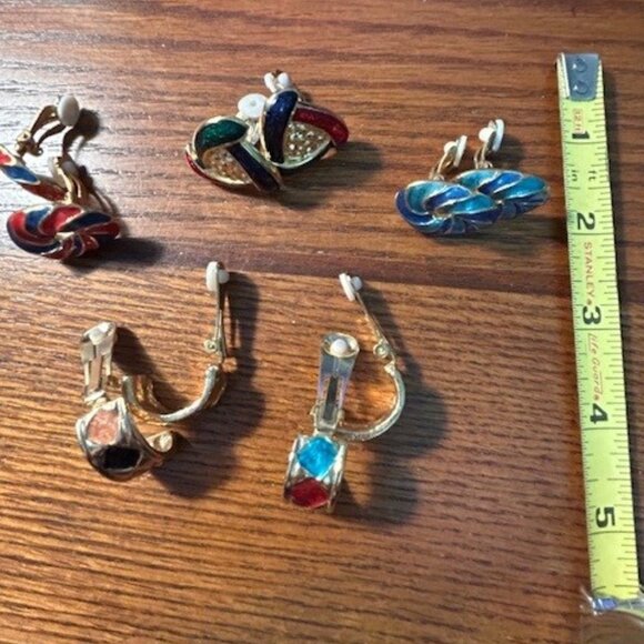 5 Pair of beautiful, colorful, clip earrings - Picture 8 of 10